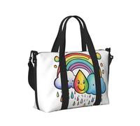 Rainbow Clouds Raindrop 1 Stampa Donne Uomini Borsa a Mano da Viaggio per Pieghevole Borsa Portatile per Viaggi di Weekend Viaggi