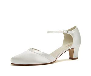 Rainbow Club Scarpe da Sposa Anika -Two Peace Décolleté da Donna, in Raso Crema Avorio, semplici, con Comoda Imbottitura, Misura 40.5 EU (UK 7.5)