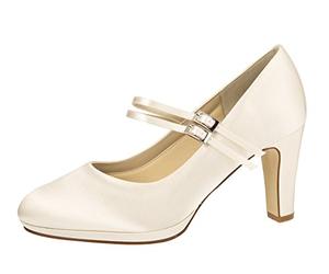 Rainbow Club Scarpe da Sposa Annette - Décolleté da Donna in Raso Avorio, semplici, con Comoda Imbottitura - High Heels Misura 38.5 EU (UK 5.5)