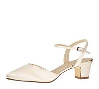 Rainbow Club Scarpe da Sposa Emili - Décolleté, Sandalo - Raso Avorio, Cinturino, Tacco a Blocco - Misura 36.5 EU (3.5 UK)