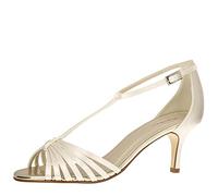 Rainbow Club Scarpe da Sposa Estelle - Décolleté, Sandalo - Raso Avorio, Cinturino, Tacco a Imbuto - Misura 40.5 EU (7.5 UK)