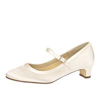 Rainbow Club Scarpe da Sposa Larissa - Décolleté da Donna, in Raso Color Crema Avorio, semplici, con Comoda Imbottitura, con Tacco a Blocco, Misura 38.5 EU (5.5 UK)