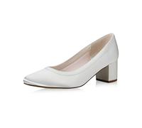 Rainbow Club Scarpe da Sposa Wendie - Décolleté da Donna, in Raso Avorio/Crema, con Morbida Imbottitura, Scarpa da Sposa, con Tacco a Blocco - Misura 38.5 EU (5.5 UK)