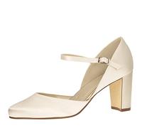 Rainbow Club Scarpe da Sposa Yasmin - Décolleté, Raso Avorio - Cinturino, Tacco a Blocco - Misura 40 EU (7 UK)
