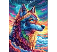 Rainbow-Colored Wolf in A Magical Forest Rompicapo 500 Pezzi Impossibile Cartone Di Alta Qualità Senza Polvere Scenery Science Fiction Per Sfida Tra Amici Per Serate A Tema Edizione Limitata Best Sel