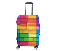Rainbow Colorful Blocks Stampa Valigia Copertura Lavabile Bagagli Coperture Protettive Viaggio, Stile:, M