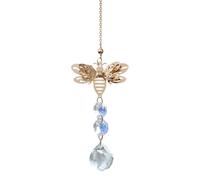 Rainbow Crystal Sun Catcher Bee Pendant Hanging Prism Ornament Window Decor Light Reflecting Glass Charm Artistic Sparkling Accent Sunbeam Diffuser Shimmer Display Hanging Decoration Feature with face
