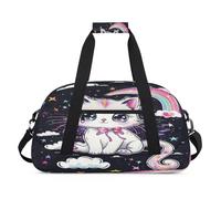 Rainbow Cute Cat Duffel Bags per Donne Uomini Bambini Ragazze Ragazzi Pernottamento Weekender Borsa da Viaggio 24L Sport Palestra Duffel Bag Pratica Tote Carry Bag, Colore, 24 L, Organizer per borse