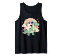 Rainbow Cute Unicorn Riding T-rex Dinosaur Men Women Kids Canotta