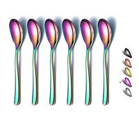 Rainbow Demitasse Cucchiaini da espresso, 14 cm, mini cucchiaini da caffè, set da 6, in acciaio inossidabile, lavabili in lavastoviglie