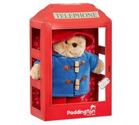 Rainbow Designs Orso Paddington in peluche con cabina telefonica britannica, con cappello rosso, borsone blu e stivali di gomma - Peluche da collezione in confezione iconica
