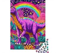 Rainbow Dinosaur Fantasy Art Jigsaw Puzzle Impossible 1000Pcs Decorazione Per La Casa. Rilassamento E Intelligence Per Adulti E Ragazzi Da 14 Anni 52x38cm/1000pcs