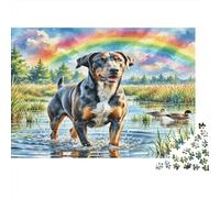 Rainbow Dog in Water Jigsaw Puzzle Impossibili 1000Pcs Decorazione Per La Casa. Rilassamento E Intelligence Per Adulti E Ragazzi Da 14 Anni 38x26cm/1000pcs