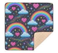 Rainbow Dreams - Tappetino da gioco pieghevole in stile neon per bambini, portatile, 127 x 127 cm