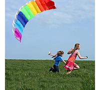 Rainbow Dual Line Professional Stunt Power Kite, Soft Sport Kite con Maniglie con Doppie Linee da 30 M, Adatto per Volare in Spazi Aperti All'aperto(1.4 Meters)