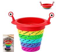 Rainbow Expandable Sink Strainer Basket,Removable Fun Rainbow Kitchen Drain Filter Basket,Retractable Foldable Anti-Clog Colorful Snail Eye Scrap Collector with Lift Handles