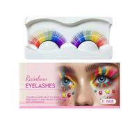 Rainbow False Eyelashes, Colorful Eye Makeup Lashes, 5,3 x 1,5 x 11 cm, 2,09 x 0,59 x 4,33 pollici, volume Lash, drammatico vibrante Look, Reusable Soft Band, for Wedding Stage