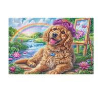 Rainbow Field Golden Retriever Puzzle 1000 Pezzi Raffaello Per Collezionisti Cartone Di Alta Qualità Opere Rinascimentali Per Decorazione Ufficio Da Passatempo Qualità Premium 1000 PCS