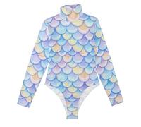 Rainbow Fish Scale Shimmering manica lunga uscire body per le donne shapewear top sexy top per le donne dolcevita tuta