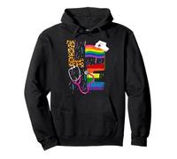 Rainbow Flag Love Nurse RN Scrub Top LGBT Pride Month Gay Felpa con Cappuccio