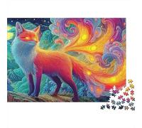 Rainbow Fox Puzzle da Viaggio da 1000 Pezzi per Adulti Volpe a Nove Code nella Foresta Incantata Illuminata dalla Luna Premium Spesso Robusto Alta Qualità Sfidante Antistress 70x50cm/1000pcs