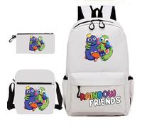 Rainbow Friends 3pcs set zainetti, con stampa anime motivo, set da 3 pezzi, con zaino, borsa a tracolla e astuccio, per studenti e ragazzi
