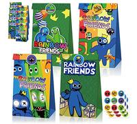 Rainbow Friends Gift Bag,Christmas Candy Paper Bags Home Treat Bags Party Candy Bags,Christmas Paper Bags For Sweets,Christmas Kraft Gift Bags,With 18 Stickers,Sweet And Gift Bags For Candy Goodie
