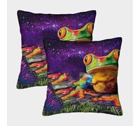 Rainbow Frog-Vibrant Fantasy Art Federe Cuscini Per Divano Decorativa Available All Seasons Fodere Cuscino Set 2 Pezzi Cerniera Invisibile Da Letto Per Salotto 40x40cm