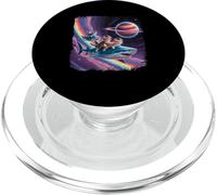 Rainbow Galaxy Cat Equitazione Squalo nello Spazio Fantascienza Spazio Pianeta PopSockets PopGrip per MagSafe