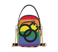Rainbow Gay Pride Bandiera Identità Sessuale Donne Borse a Spalla Divertenti Borse per Telefono con Tracolla a Catena Trapuntata Crossbody Frizione Cerniera Tote