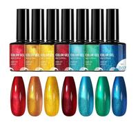 Rainbow Gel Nail Polish Set, 7-Color UV LED Glossy Gel Varnish 8ml Each, Long-Lasting Manicure Formula, High-Pigment Shine Finish for Art Styling Holiday Travel Salon Home Use