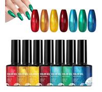 Rainbow Gel Polish, 7-Piece Colorful Nail Set, Glossy Long-Lasting Formula, Manicure Art Glue for Detailing, Styling, Lining at Home, Salon, Travel, Holidays, Weddings, Daily Beauties Routines