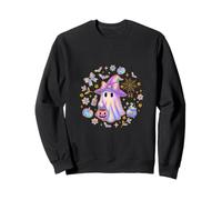 Rainbow Ghost Witch Shirt Cute Pumpkin Calderone Spooky Fun Felpa