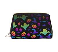 Rainbow Halloween Ghost Witch Hat Spiders Leather Hand Held Zipper Makeup Bag Storage Bag Portable Lipstick Pouch Toiletry Bag, bianco, Taglia unica