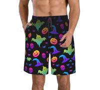 Rainbow Halloween Ghost Witch Hat Spiders Pantaloncini da spiaggia da uomo Estate Nuoto Relax A Casa Passeggiata Corsa, bianco, L Corto