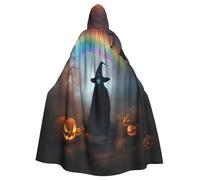 Rainbow Halloween Ghost Witch Hat Spiders Stampa Adulti Mantello con cappuccio, Mantello con cappuccio Mantello con cappuccio Strega Mago Costumi Cosplay per uomo donna