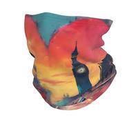 Rainbow Hearted London Sunset with Big Ben And Clocks Uomo Donna Sciarpa al Collo Antipolvere Protezione del Viso Elegante Sciarpa A Tubo per Escursionismo Arrampicata Yoga