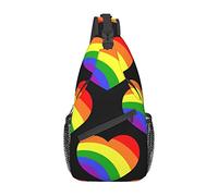 Rainbow Hearts Gay Lgbt Sling Backpack Chest Crossbody Bag Casual Daypack per uomo donna