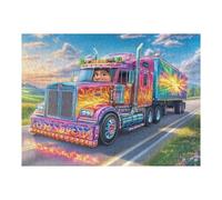 Rainbow Heavy Truck Rompicapo 500 Pezzi Per Nonni E Nipoti Cartone Rigido Esercizio Mentale Per Serate in Famiglia Da Passatempo Con Poster Incluso 500 PCS（52×38cm）