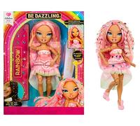 Rainbow high be dazzling - adeline rose - bambola fashion rosa da 28 cm con decori, gemme scintillanti e accessori per lo styling