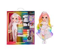 Rainbow High Colour & Create Fashion DIY Doll - Occhi Blu, Capelli Lisci, Top e Scarpe in Regalo, Pennarelli Arcobaleno Lavabili - Colora, Crea, Gioca, Risciacqua, Ripeti - Età 4-12 e Collezionisti