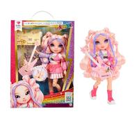 Rainbow High Junior High Rock Band - Bella, rosa - Bambola Fashion di 23 cm con Basso, Personalizzabile con Adesivi, Snodata, Età 4+