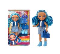Rainbow High Littles - Sapphire Bradshaw - Bambola fashion piccola e snodabile - Bambola blu alta 14 cm con borsa e animale domestico magico Yeti - Per bambini e collezionisti