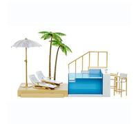 Rainbow High Pacific Coast Colour Change Set da Gioco Piscina e Beach Club - con luci a LED, Ponte e Palme - per Bambole alla Moda - Include sedie, Bevande e Altro - età: dai 6 Anni in su