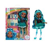 Rainbow High Sparkle & Shine Doll - Misty - Bambola fashion di 28 cm con capelli blu e bolle magiche sulle gambe, colore, stile, gioco, collezionabile, Età 4-12 anni
