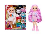 Rainbow High Watercolour & Create DIY Fashion Doll: Acquerelli Lavabili, Kit Tie-Dye, Occhi Viola, Capelli Ricci, Top e Scarpe Extra