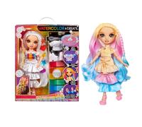 Rainbow High Watercolour & Create DIY Fashion Doll con Acquerelli Lavabili e Kit Tie-Dye - Occhi Marroni, Capelli Ricci, Top e Scarpe Extra