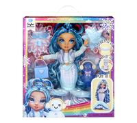 Rainbow High Winter Wonderland Skyler - Bambola Moda 28cm con Neve Magica nei Vestiti, Gonfiabile con Acqua e Kit Pupazzo di Neve