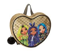 RAINBOW HIGH - Zaino Bambina a Forma di Cuore con Schienale Imbottito e Spallacci Regolabili, Zainetto Scuola e Asilo con Chiusura a Zip e Morbidi Pon Pon, Ideale come Regali Natale Bambine 24x20Hx6cm