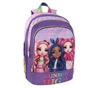 RAINBOW HIGH - Zaino Scuola Media, Elementare, Bambini e Ragazzi, con Schienale Imbottito e Rinforzato, Spallacci Regolabili e Vano Principale + Tasca Frontale con Zip, cm 32x21x43h